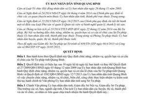 Quyết định 27/2015/QĐ-UBND chức năng nhiệm vụ quyền hạn cơ cấu tổ chức Sở Tư pháp Quảng Bình