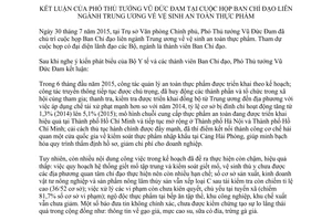 Thông báo 269/TB-VPCP 2015 Phó Thủ tướng Vũ Đức Đam kết luận về vệ sinh an toàn thực phẩm