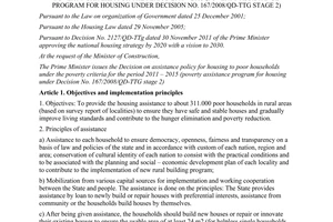 Decision No. 33/2015/QD-TTg assistance policy for housing to poor households 2011 2015