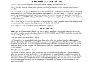 Quyết định 19/2015/QĐ-UBND quản lý một số lĩnh vực trong hoạt động thủy sản Trà Vinh