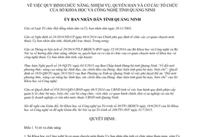 Quyết định 2326/2015/QĐ-UBND chức năng quyền hạn cơ cấu tổ chức sở khoa học công nghệ Quảng Ninh