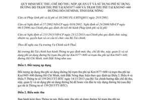 Thông tư 114/2015/TT-BTC thu nộp quản lý sử dụng phí sử dụng đường bộ trạm thu phí Đắk Nông