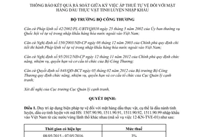 Quyết định 8287/QĐ-BCT 2015 áp thuế tự vệ với mặt hàng dầu thực vật tinh luyện nhập khẩu