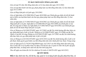 Quyết định 23/2015/QĐ-UBND phí cấp giấy phép khai thác sử dụng nước mặt tỉnh Lạng Sơn