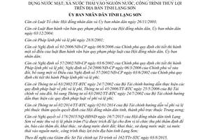 Quyết định 24/2015/QĐ-UBND phí thẩm định đề án sử dụng nước dưới đất tỉnh Lạng Sơn