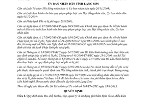 Quyết định 20/2015/QĐ-UBND phí thẩm định hồ sơ điều kiện hành nghề khoan nước dưới đất Lạng Sơn