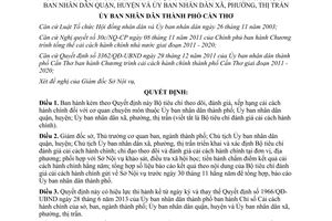 Quyết định 2328/QĐ-UBND 2015 Bộ tiêu chí theo dõi đánh giá xếp hạng cải cách hành chính Cần Thơ