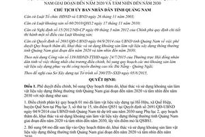 Quyết định 2807/QĐ-UBND 2015 sử dụng khoáng sản làm vật liệu xây dựng thông thường Quảng Nam