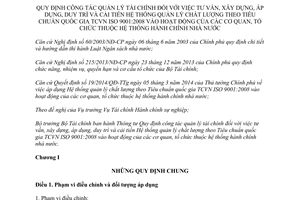 Thông tư 116/2015/TT-BTC quản lý tài chính cải tiến hệ thống quản lý chất lượng hoạt động hành chính nhà nước