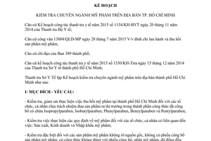 Kế hoạch 5504/KH-SYT kiểm tra chuyên ngành mỹ phẩm Thành phố Hồ Chí Minh 2015
