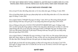 Quyết định 18/2015/QĐ-UBND chức năng quyền hạn văn phòng xây dựng nông thôn mới Bến Tre