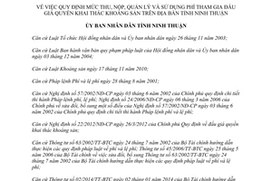 Quyết định 49/2015/QĐ-UBND thu nộp quản lý phí tham gia đấu giá khai thác khoáng sản Ninh Thuận