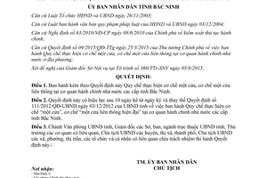 Quyết định 27/2015/QĐ-UBND cơ chế một cửa một cửa liên thông tại cơ quan hành chính Bắc Ninh