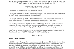 Quyết định 38/2015/QĐ-UBND cơ cấu tổ chức Sở Khoa học và Công nghệ tỉnh Long An