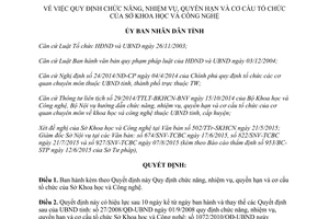 Quyết định 37/2015/QĐ-UBND chức năng nhiệm vụ quyền hạn tổ chức Sở Khoa học Công nghệ Hà Tĩnh