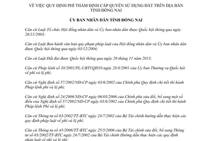 Quyết định 20/2015/QĐ-UBND Phí thẩm định cấp quyền sử dụng đất Đồng Nai