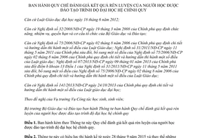 Thông tư 16/2015/TT-BGDĐT đánh giá kết quả rèn luyện người được đào tạo trình độ đại học chính quy