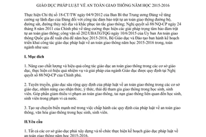 Kế hoạch 704/KH-BGDĐT 2015 giáo dục pháp luật về an toàn giao thông năm học 2015 2016