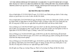 Quyết định 1617/QĐ-BTC 2015 đính chính 1314/QĐ-BTC và 1315/QĐ-BTC
