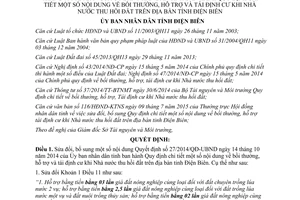 Quyết định 13/2015/QĐ-UBND sửa đổi 27/2014/QĐ-UBND hỗ trợ tái định cư khi thu hồi đất Điện Biên