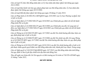 Quyết định 24/2015/QĐ-UBND quy định lệ phí địa chính Đồng Nai