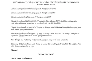 Thông tư 119/2015/TT-BTC hướng dẫn cơ chế quản lý tài chính Quỹ phát triển doanh nghiệp nhỏ và vừa