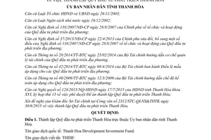 Quyết định 3008/2015/QĐ-UBND thành lập quỹ đầu tư phát triển Thanh Hóa