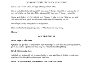 Nghị định 66/2015/NĐ-CP Quy định về Nhà chức trách hàng không