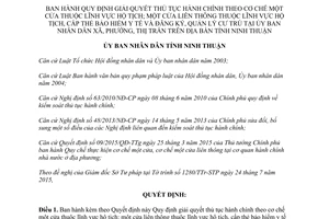 Quyết định 50/2015/QĐ-UBND giải quyết thủ tục hành chính cơ chế một cửa hộ tịch Ninh Thuận