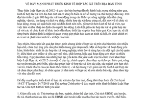 Chỉ thị 18/CT-UBND 2015 phát triển kinh tế hợp tác xã Thanh Hóa