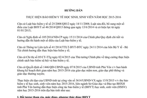 Hướng dẫn 647/HDLT-SGD&ĐT-BHXH bảo hiểm y tế học sinh sinh viên năm học 2015 2016 Phú Yên
