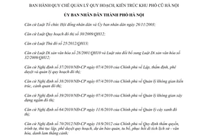 Quyết định 24/2015/QĐ-UBND Quy chế quản lý quy hoạch kiến trúc khu phố cũ Hà Nội