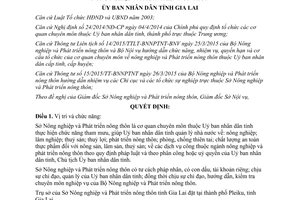 Quyết định 17/2015/QĐ-UBND quyền hạn cơ cấu tổ chức Sở Nông nghiệp Phát triển nông thôn Gia Lai