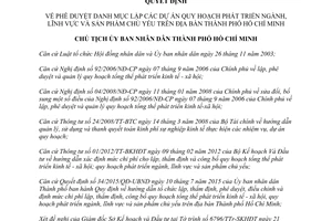 Quyết định 3978/QĐ-UBND 2015 danh mục lập dự án quy hoạch phát triển ngành lĩnh vực Hồ Chí Minh