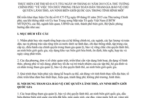 Hướng dẫn 7210/HD-BQP bảo vệ chủ quyền lãnh thổ an ninh biên giới quốc gia theo Chỉ thị 01/CT-TTg