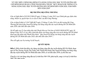 Quyết định 8518/QĐ-BCT điều chỉnh địa điểm cửa hàng xăng dầu đoạn đi qua tỉnh Thanh Hóa