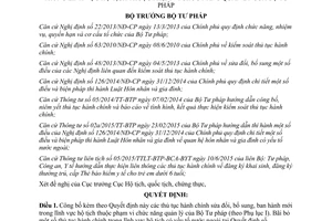 Quyết định 1500/QĐ-BTP 2015 công bố thủ tục hành chính thuộc phạm vi chức năng quản lý Bộ Tư pháp