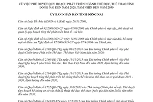 Quyết định 2365/QĐ-UBND quy hoạch phát triển ngành thể dục thể thao Đồng Nai