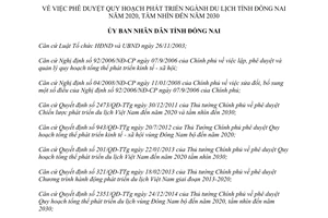 Quyết định 2364/QĐ-UBND Quy hoạch phát triển ngành du lịch Đồng Nai 2015