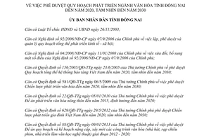 Quyết định 2366/QĐ-UBND phê duyệt quy hoạch phát triển ngành văn hóa Đồng Nai 2015