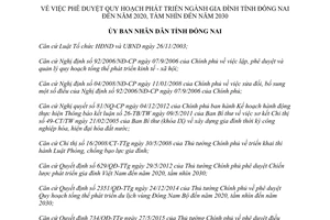 Quyết định 2363/QĐ-UBND Quy hoạch phát triển ngành gia đình Đồng Nai 2015