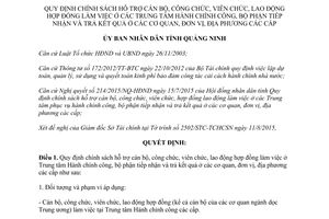 Quyết định 2378/2015/QĐ-UBND chính sách hỗ trợ cán bộ công viên chức lao động hợp đồng Quảng Ninh