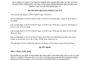 Quyết định 2920/QĐ-BGTVT 2015 bảo hành dự án xây dựng kết cấu hạ tầng giao thông đường bộ