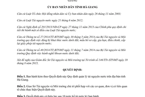 Quyết định 10/2015/QĐ-UBND Quy định quản lý tài nguyên nước tỉnh Hà Giang