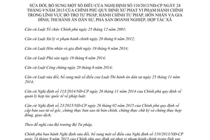 Nghị định 67/2015/NĐ-CP sửa đổi 110/2013/NĐ-CP xử phạt vi phạm hành chính lĩnh vực bổ trợ tư pháp