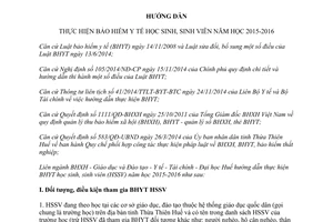 Hướng dẫn 537/HDLN -BHXH-GD&ĐT-YT-TC-ĐHH bảo hiểm y tế học sinh sinh viên Thừa Thiên Huế 2015 2016