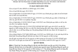 Quyết định 2858/QĐ-UBND thành lập văn phòng đăng ký đất đai Bình Định