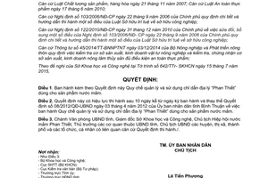 Quyết định 37/2015/QĐ-UBND Quản lý sử dụng chỉ dẫn địa lý Phan Thiết dùng cho nước mắm Bình Thuận