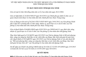 Quyết định 2399/2015/QĐ-UBND kiện toàn tổ chức bộ máy Văn phòng Ủy ban nhân dân Quảng Ninh