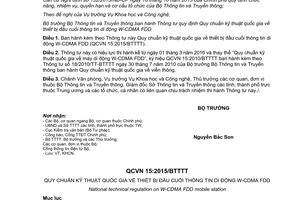 Thông tư 23/2015/TT-BTTTT Quy chuẩn kỹ thuật quốc gia thiết bị đầu cuối thông tin di động